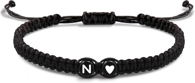 Btysun Valentines Day Gifts for Him Boyfriend, Initial Bracelets for Women Teen Valentines Gifts for Her Trendy Stuff Best Friend Birthday Gift Graduation Adjustable Letter A-Z Braided Bracelets Heart Link Sister Daughter Mother's Day Mom Female Christmas Jewelry - Image 1